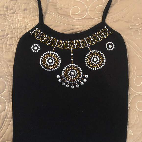 Sens Women's Black Tank with metallic beading - Picture 2 of 6